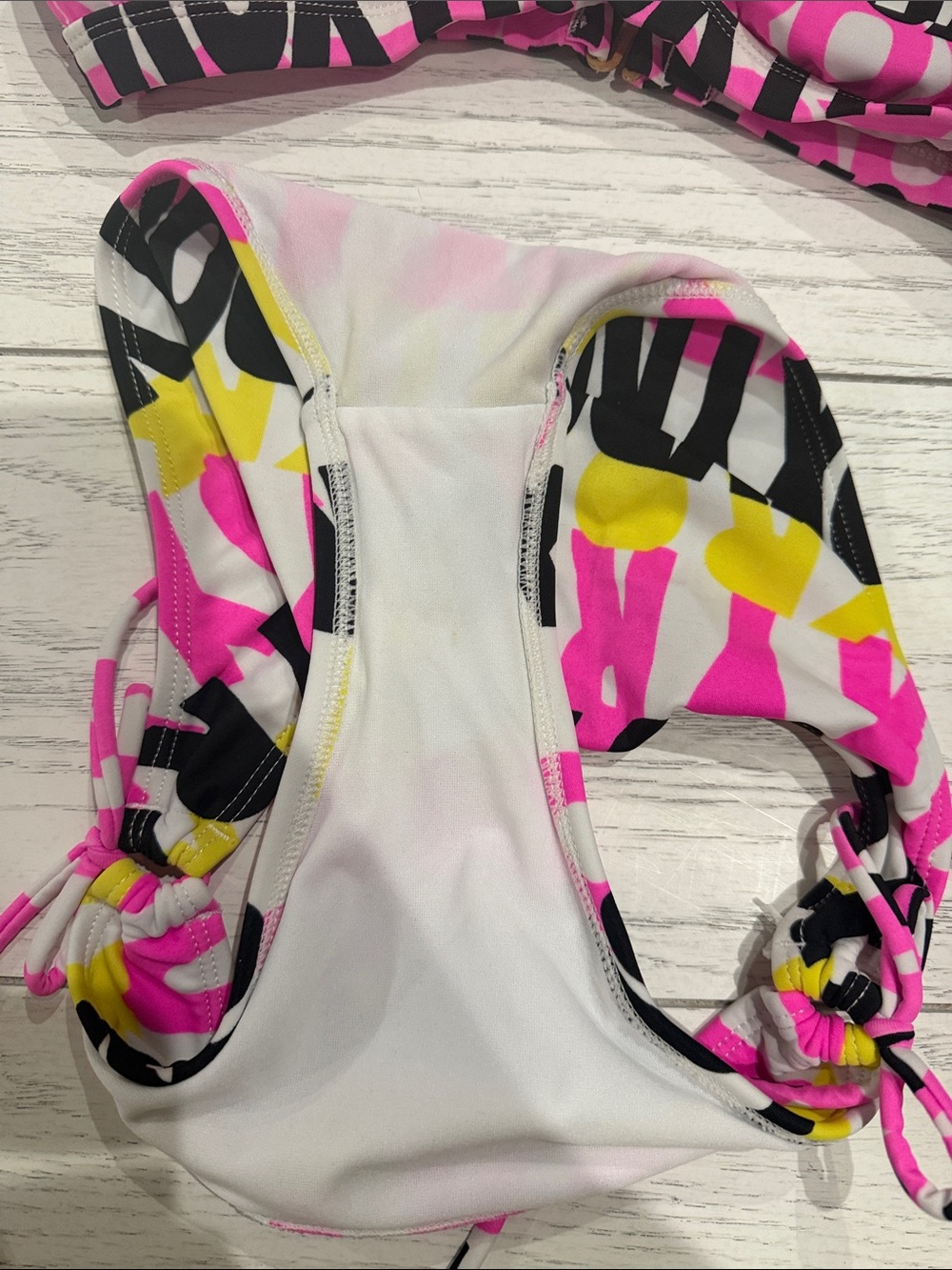 Roxy Girls' Pink, Yellow & Black Logo Two-Piece Bikini - Picture 2 of 3